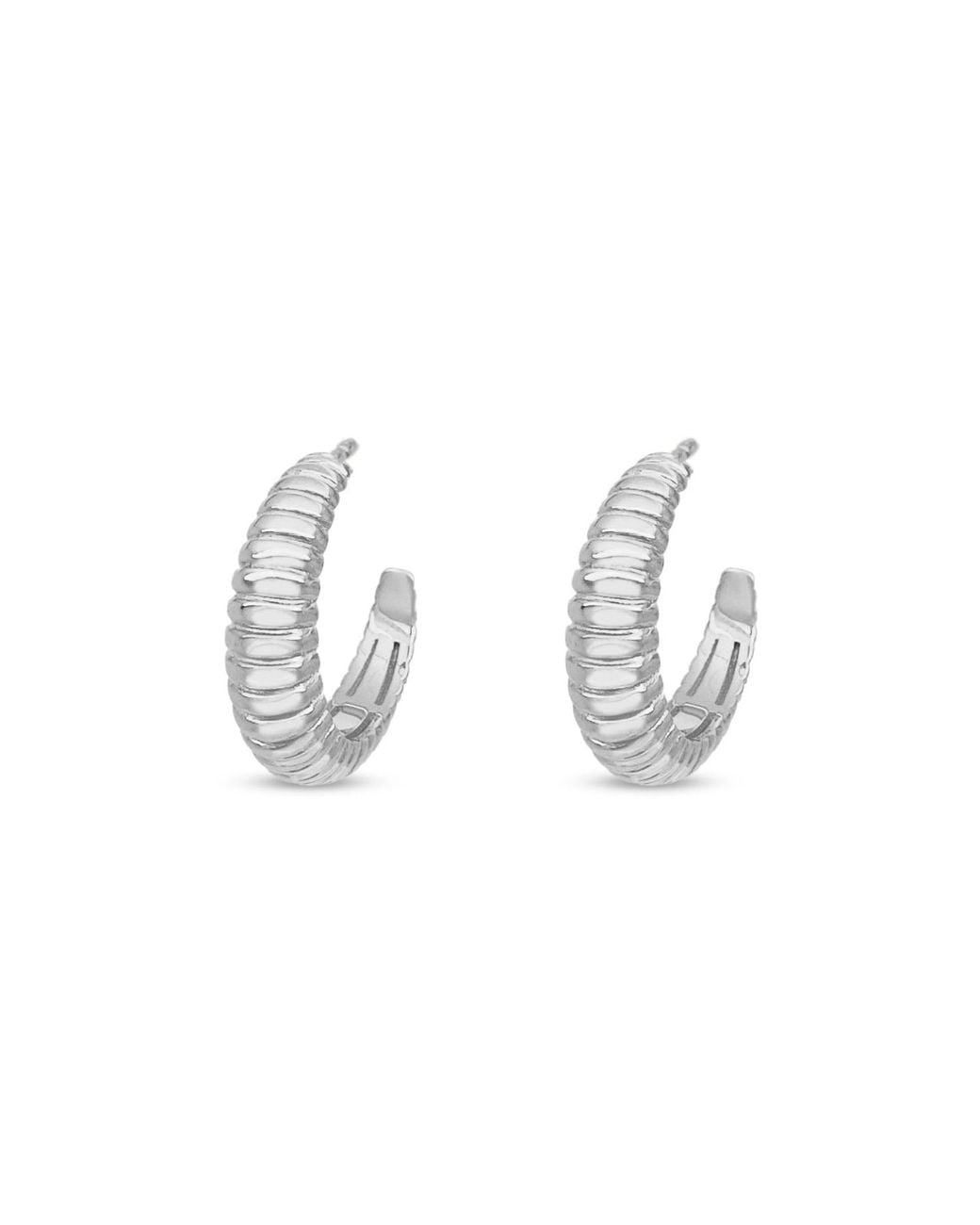 Clemence Wren Gray Graduating Ridge Hoop Earrings