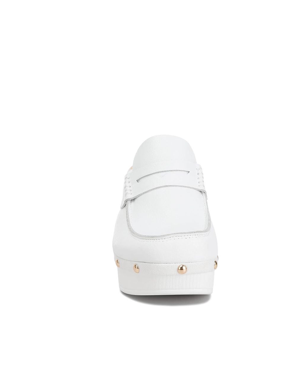 Rag & Co White Lyrac Recycled Leather Platform Clogs