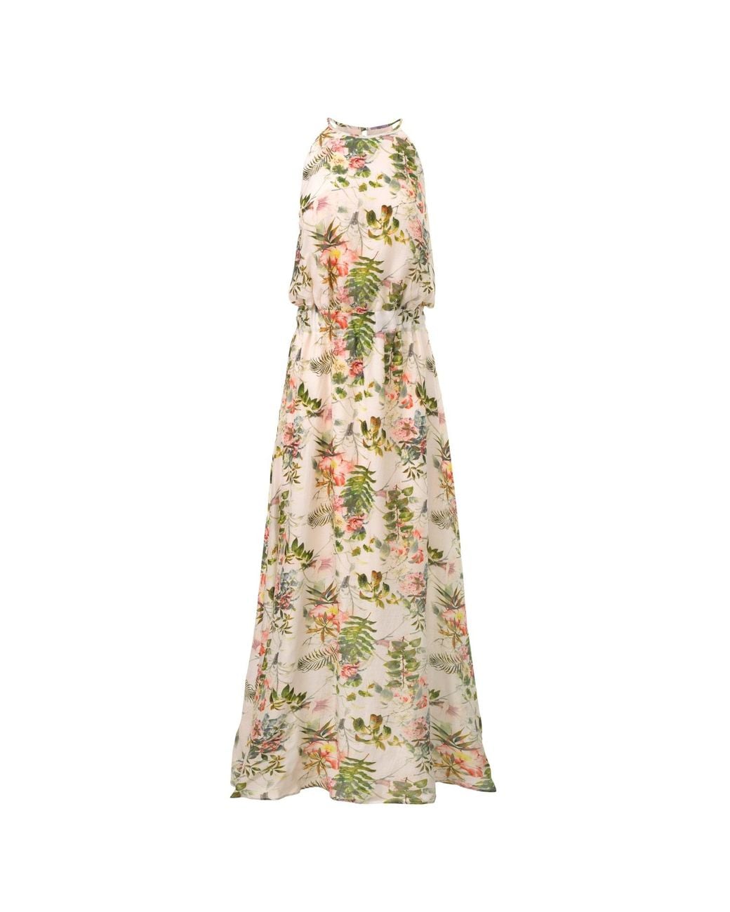 Oh!Zuza Metallic Neutrals Maxi Cupro & Modal Dress – Botanical Print