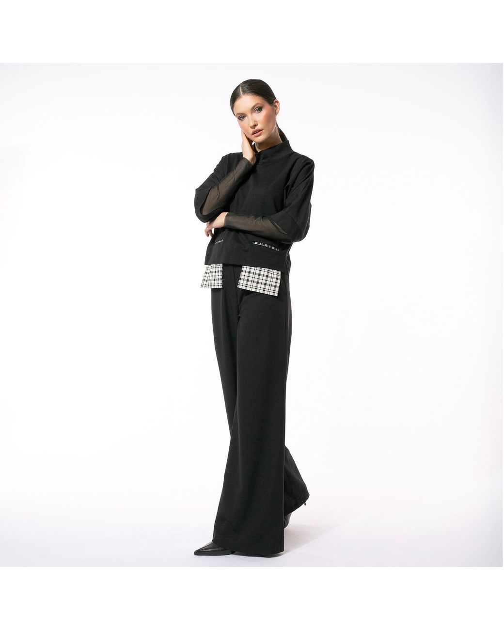Larisa Dragna Black Midnight Tee Contrast Blouse
