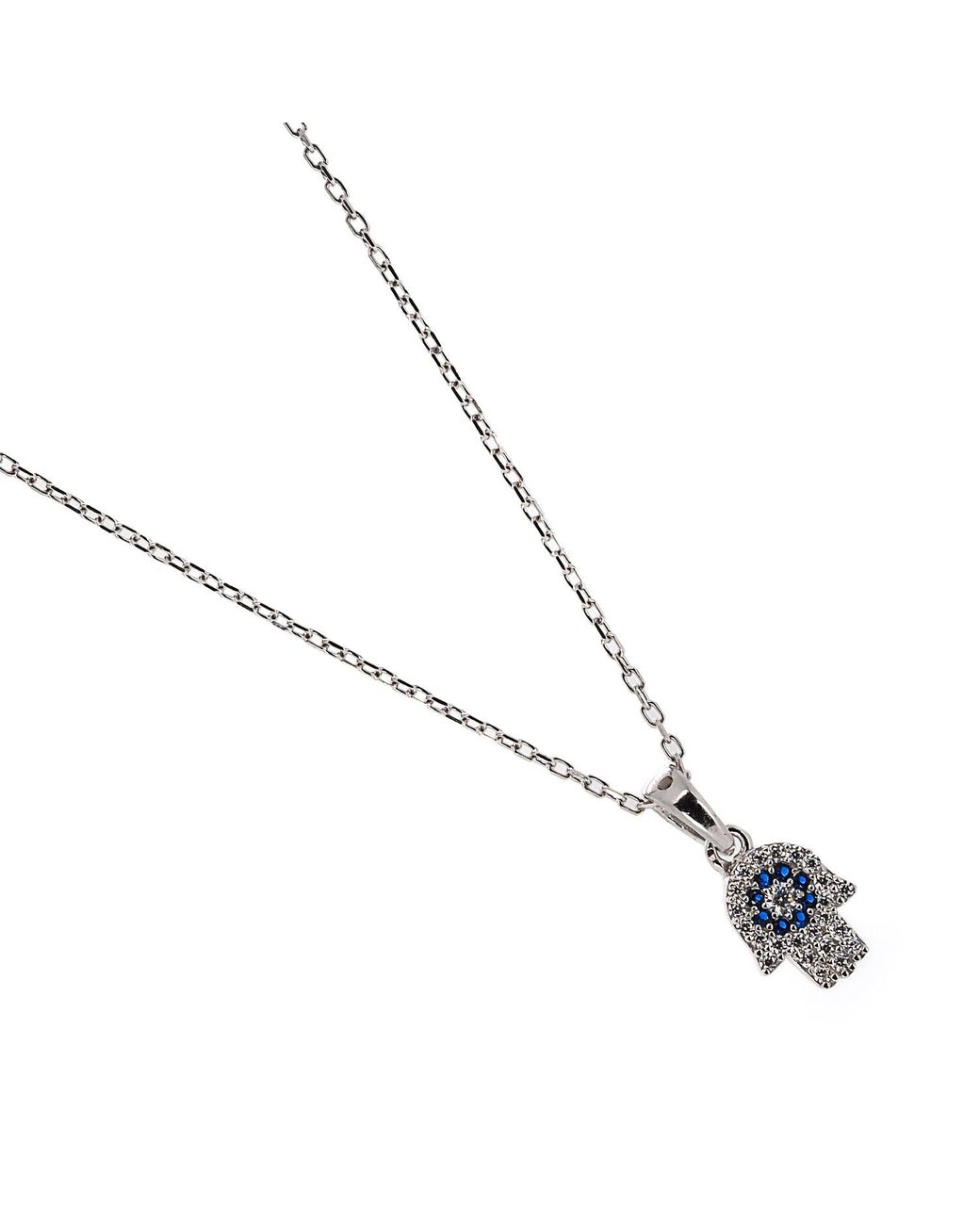 Ebru Jewelry Metallic Minimalist Hamsa Hand Sterling Silver Necklace