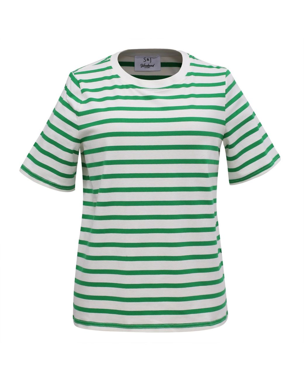 Smart and Joy Green Stripes Cotton T-Shirt