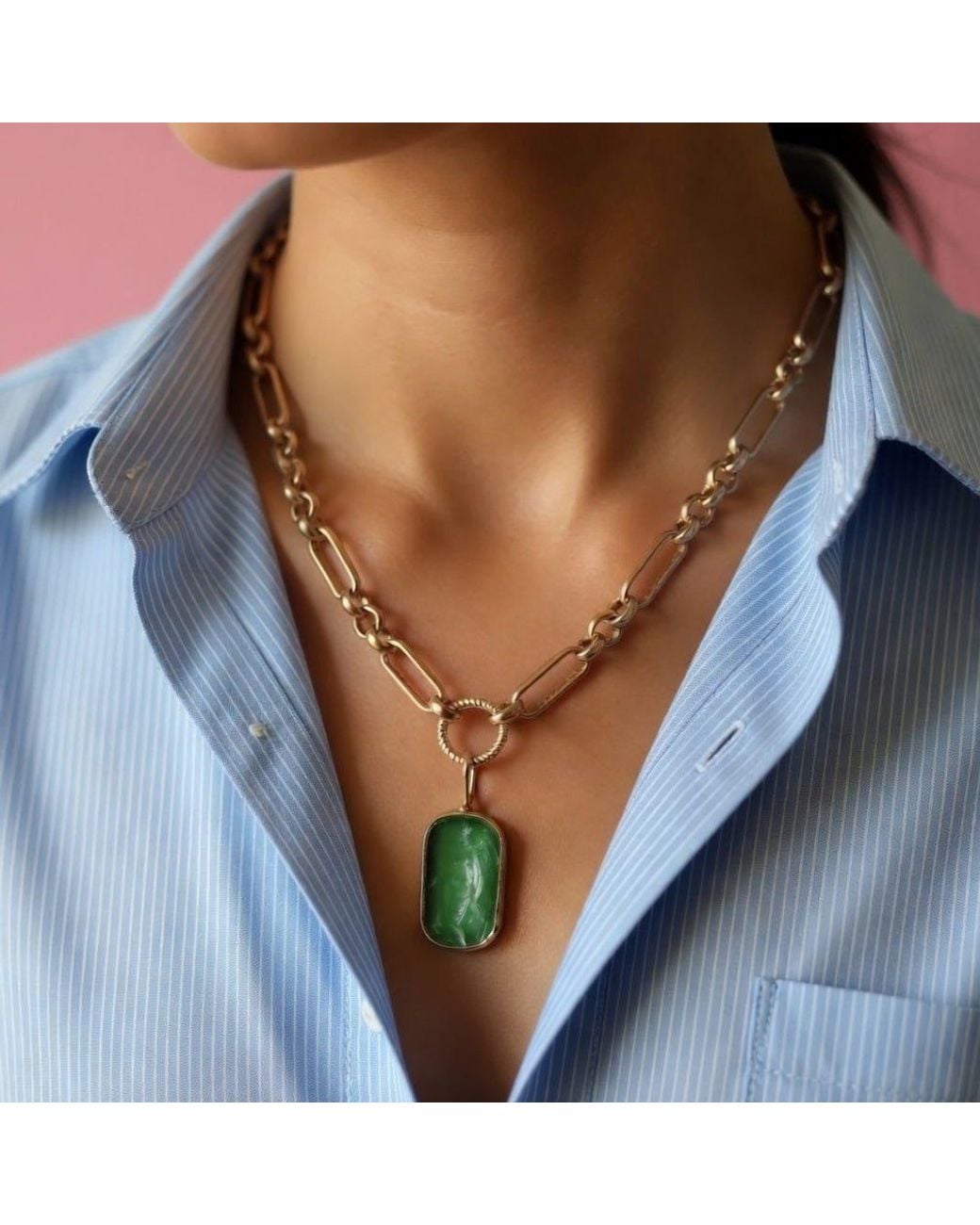 Persia Dona Jewelry Metallic Aphrodite Intaglio Enamel Necklace