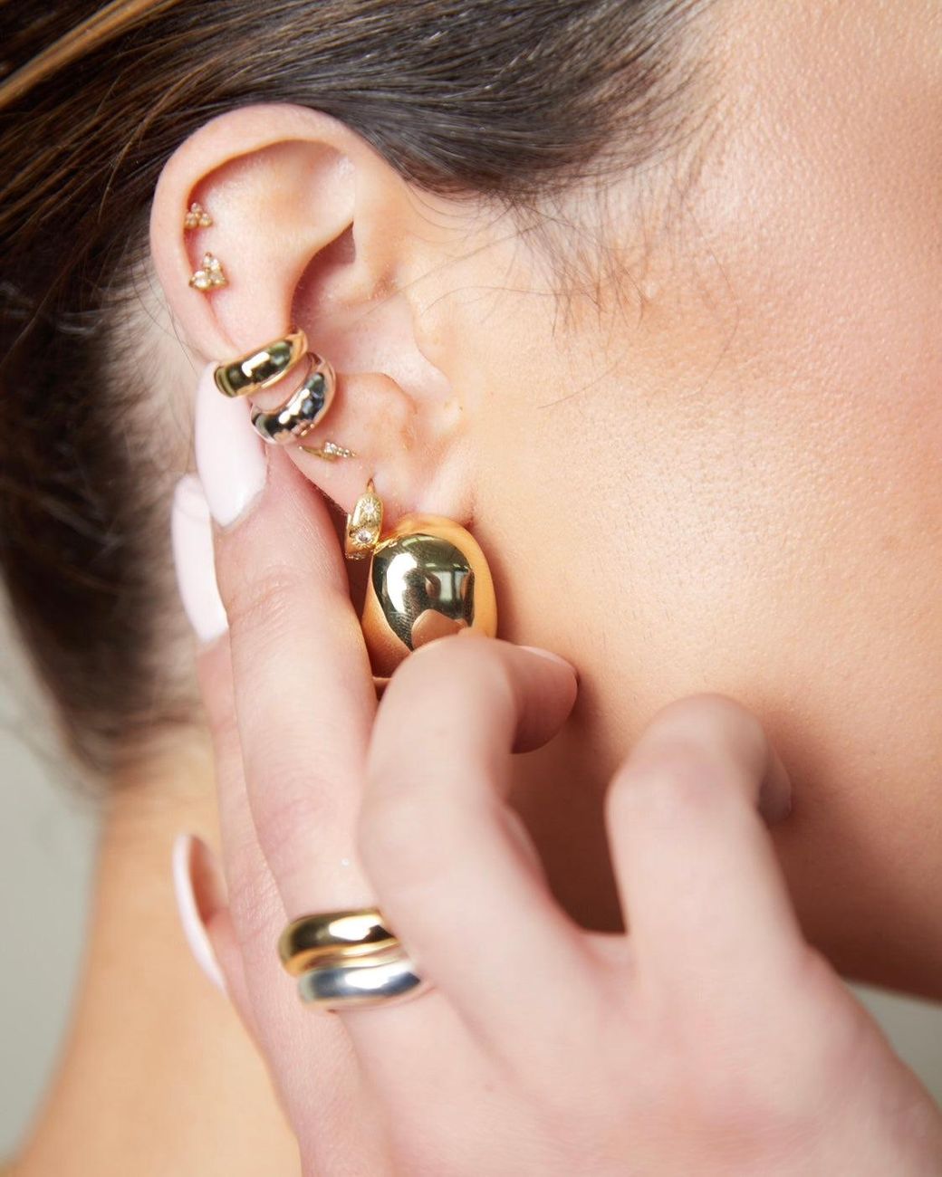 Crystals and Co Metallic Medium Bubble Dome Earrings