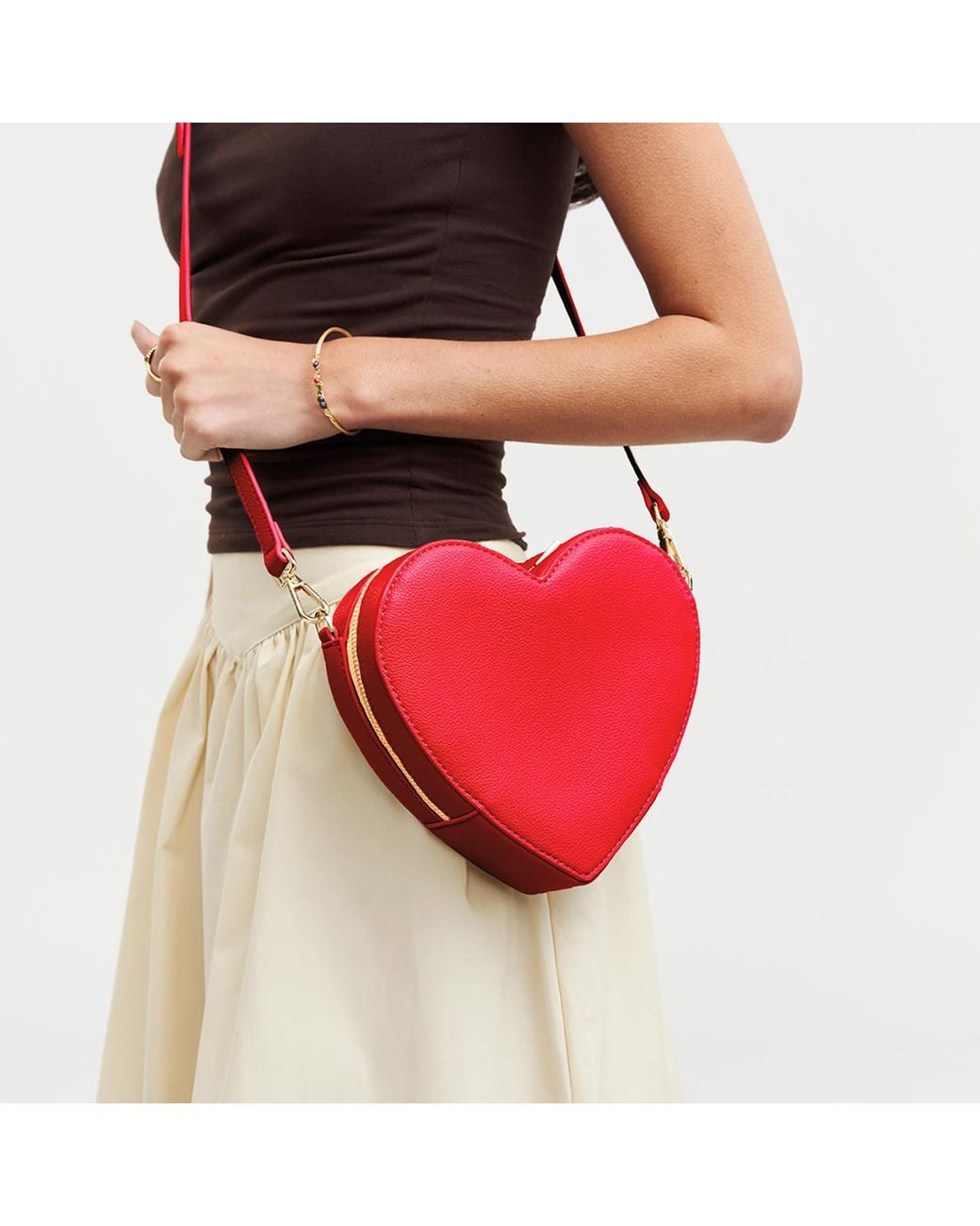 Fable England Red Penelope Heart Crossbody Bag