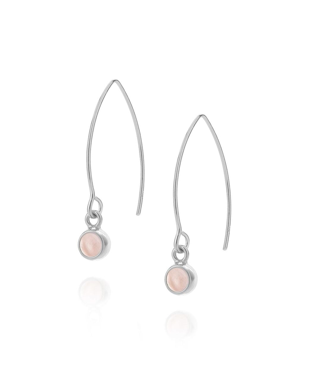 Nellou Jewellery Metallic Rose Quartz Gem Dot Arc Earrings