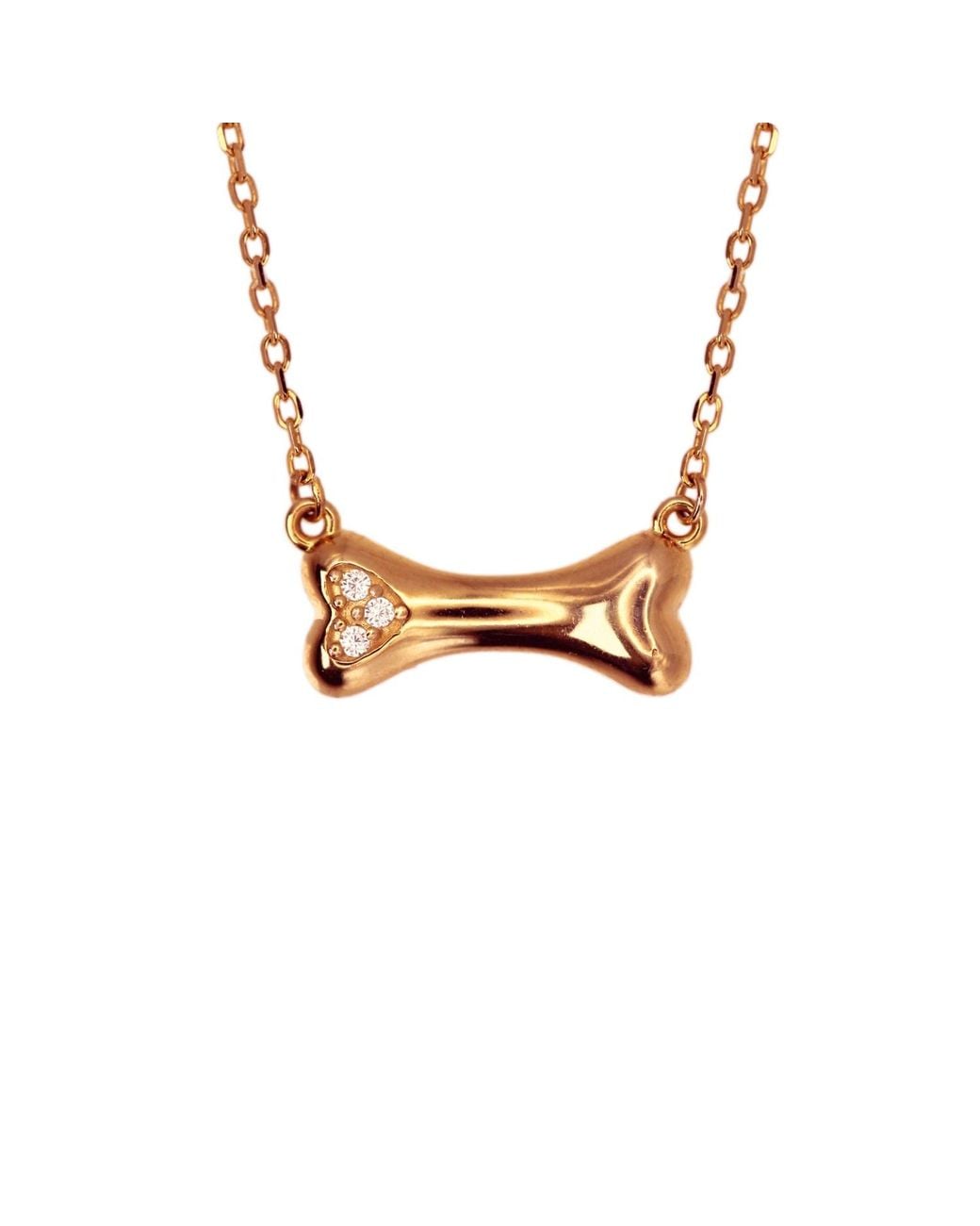 VicStoneNYC Fine Jewelry Metallic 14K Natural Diamond Dog Bone Pendant Necklace – Handmade