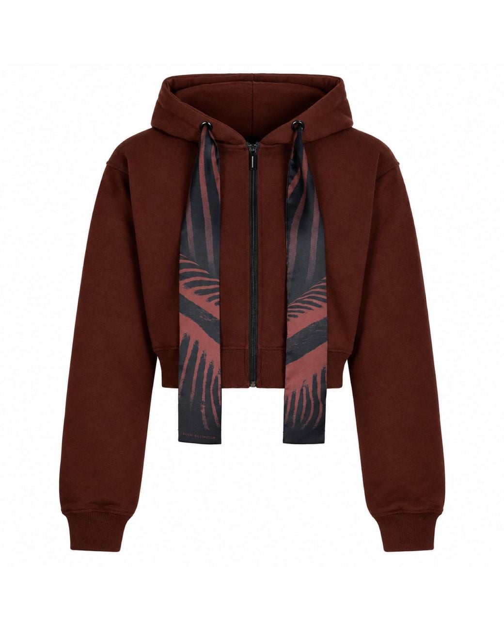 ROSIE BILLINGTON Brown Safari Scarf Cropped Hoodie