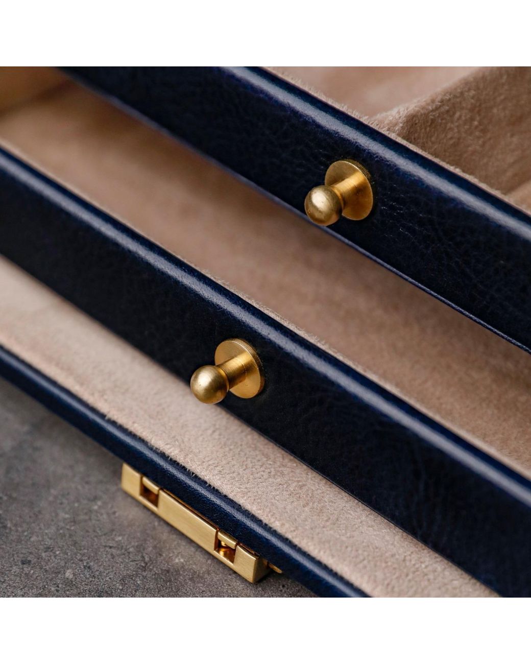 Time Resistance Blue Leather Jewelry Box For