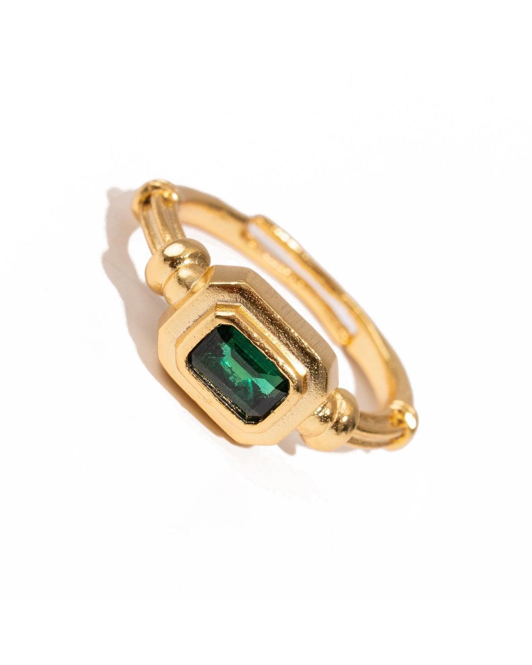 Ebru Jewelry White Emerald Glow Minimalist Adjustable Ring
