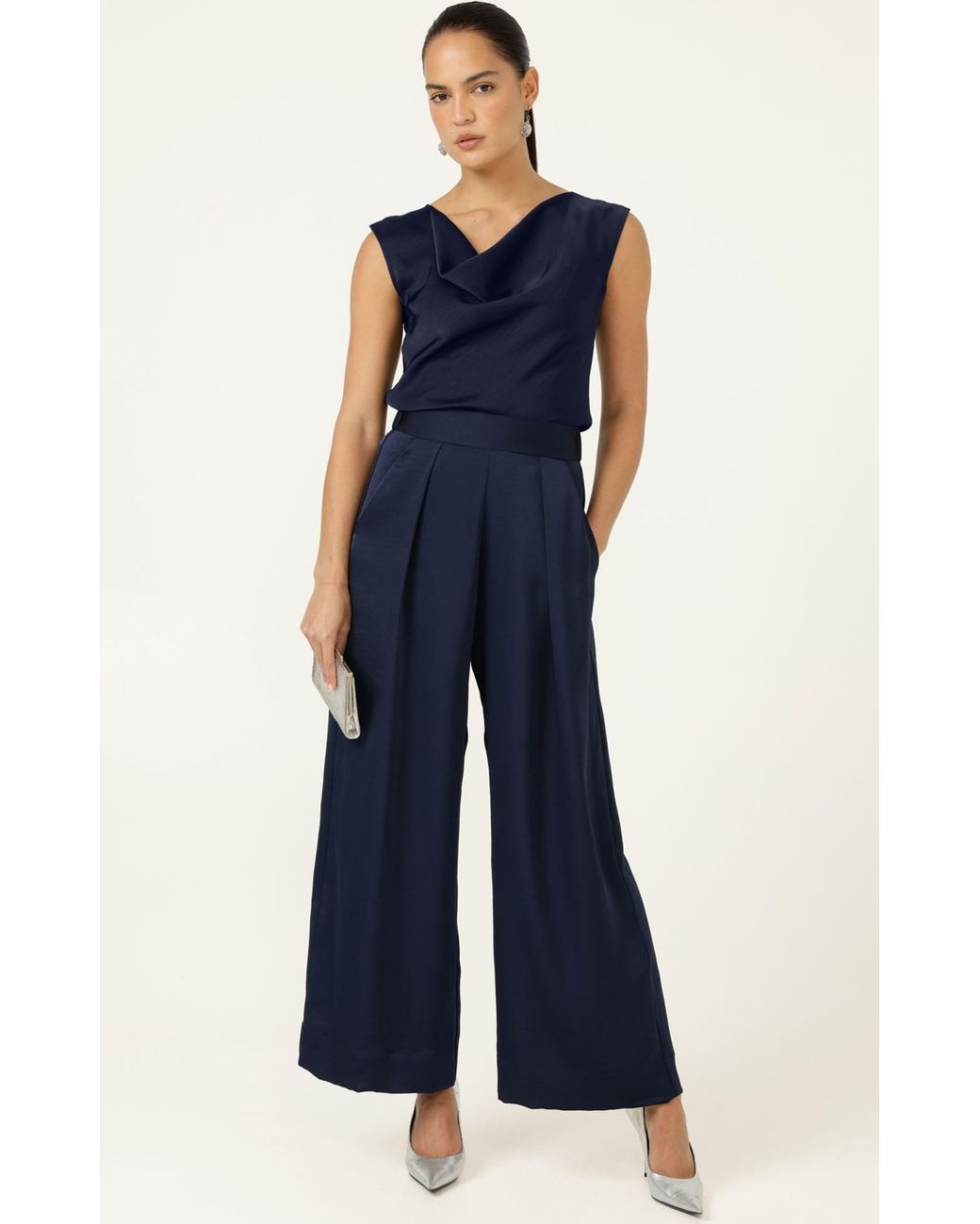 SACHA DRAKE Blue Luxe Cowl Bias Top