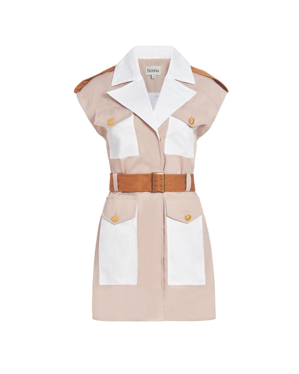 Bennu White Neutrals Frontier Dress, Nude