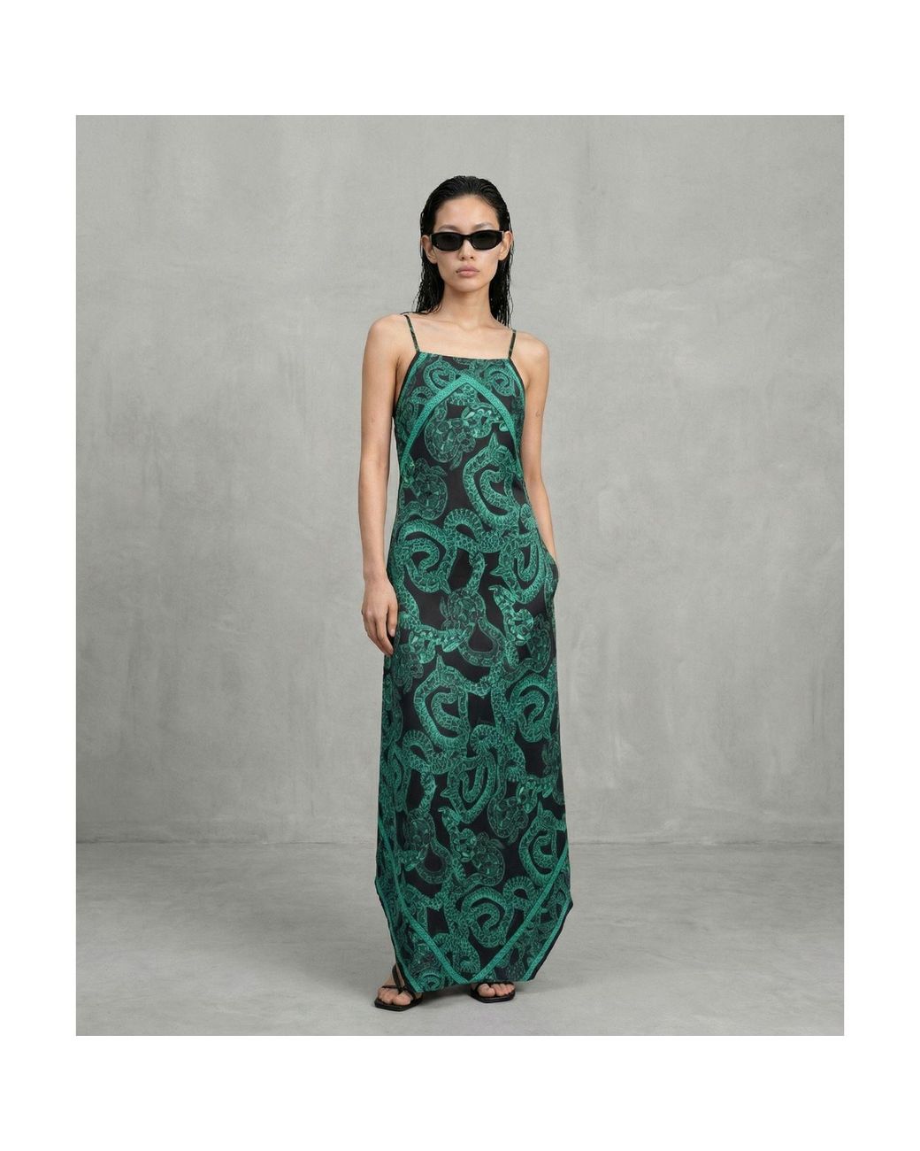 Monzlapur New York Green Silk Serpent Noir Dress