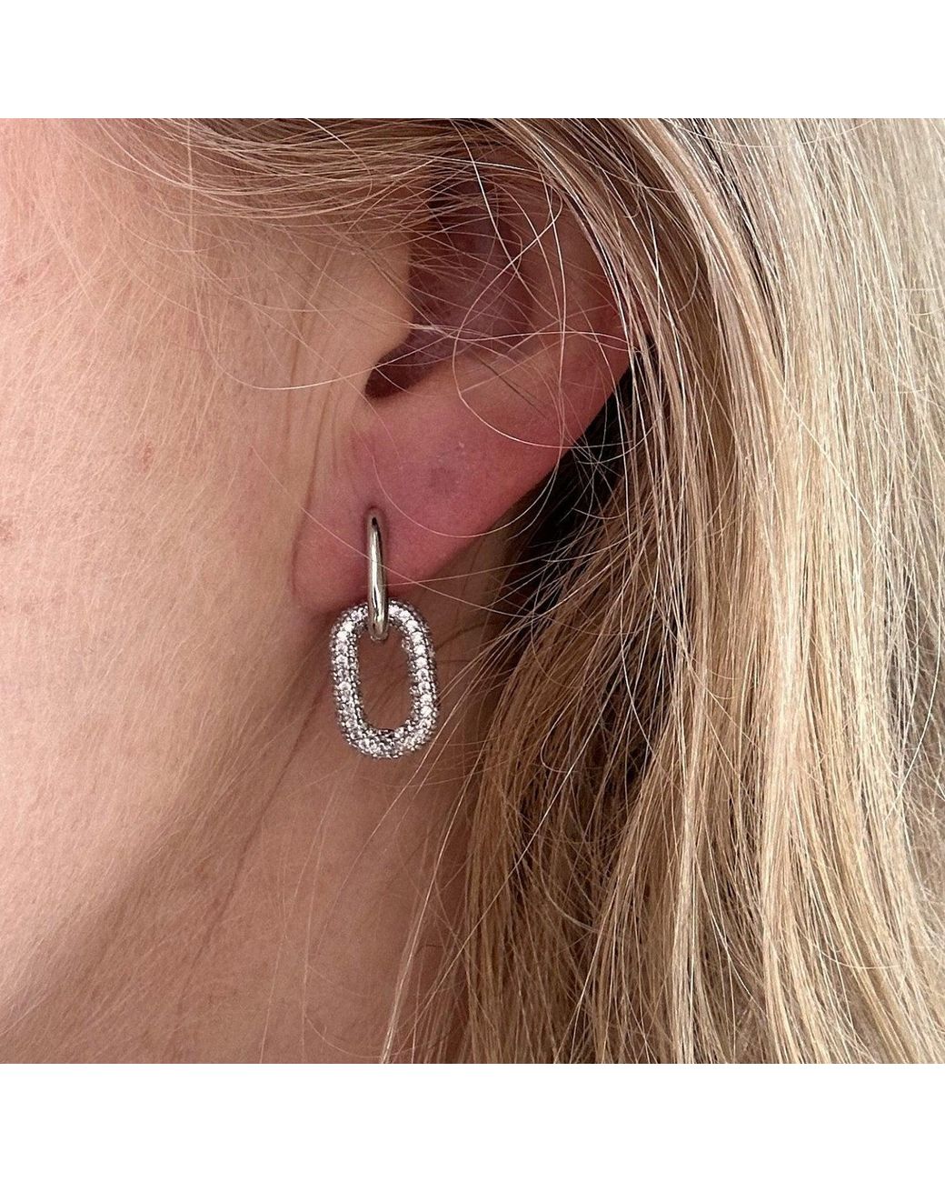 Clemence Wren Green Huggie Earrings With Pave Gemstone Charm