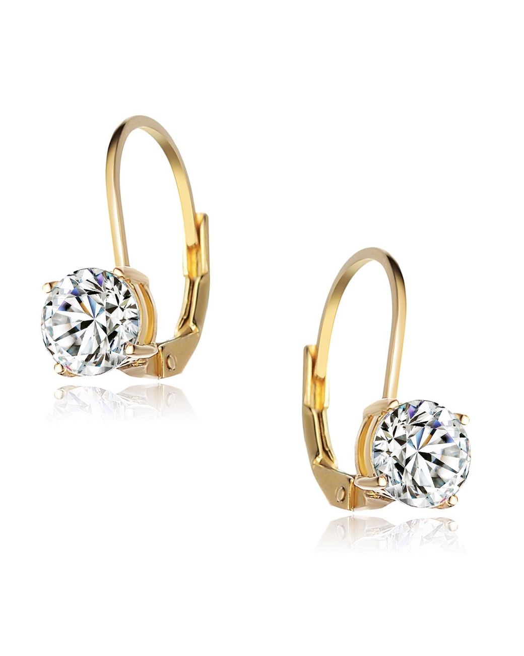 Genevive Jewelry Metallic Sterling Plated Cubic Zirconia Classic Leverback Earrings