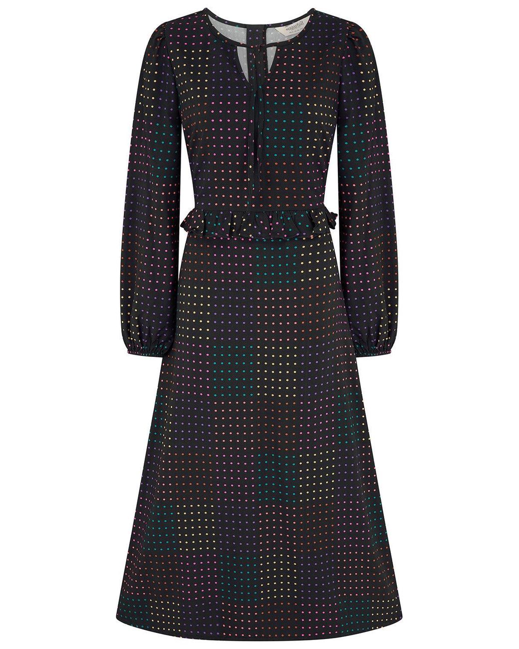 Sugarhill Black Crystal Midi Dress Dots