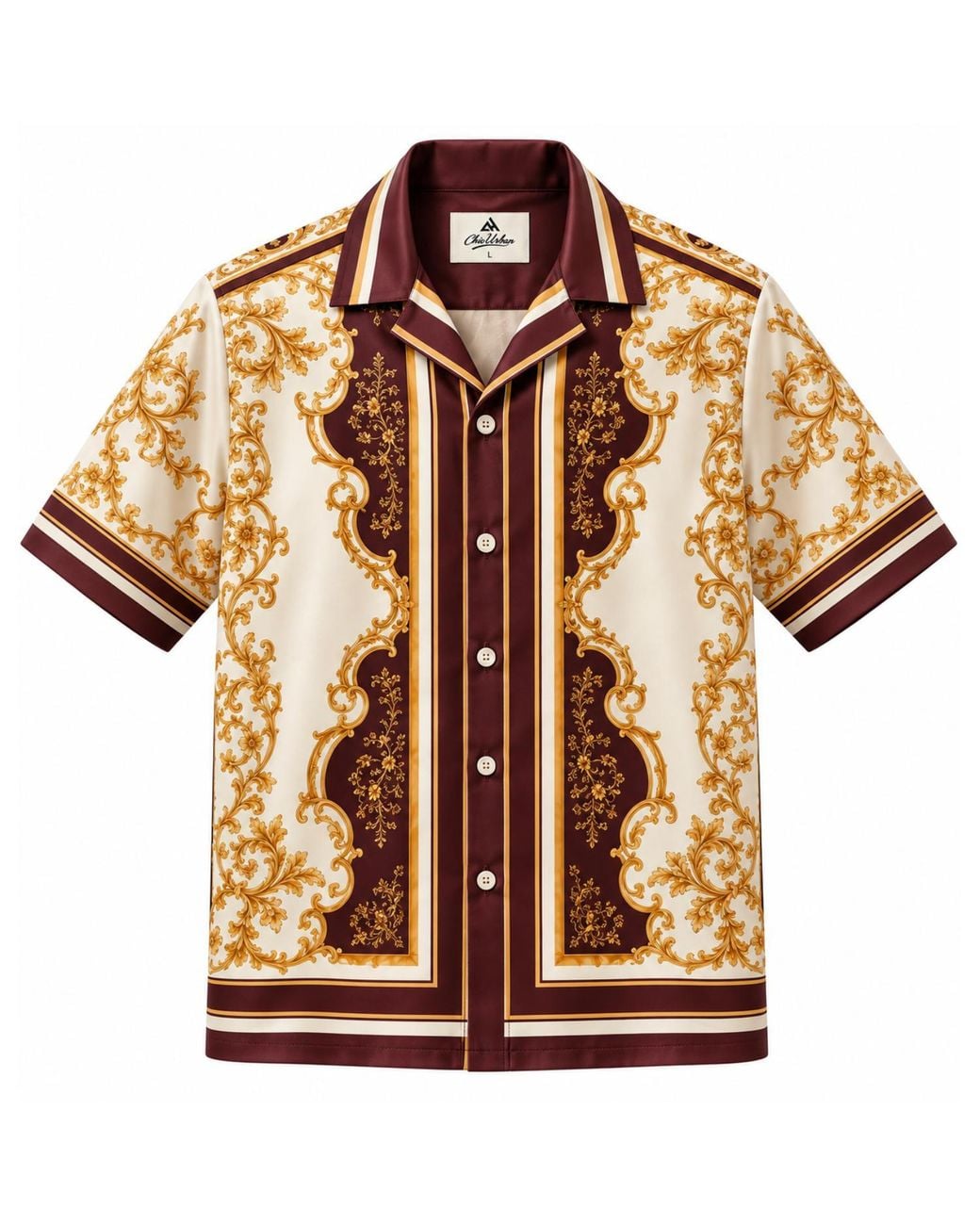 Chic Urban Metallic Valenza Cuban Collar Shirt for men