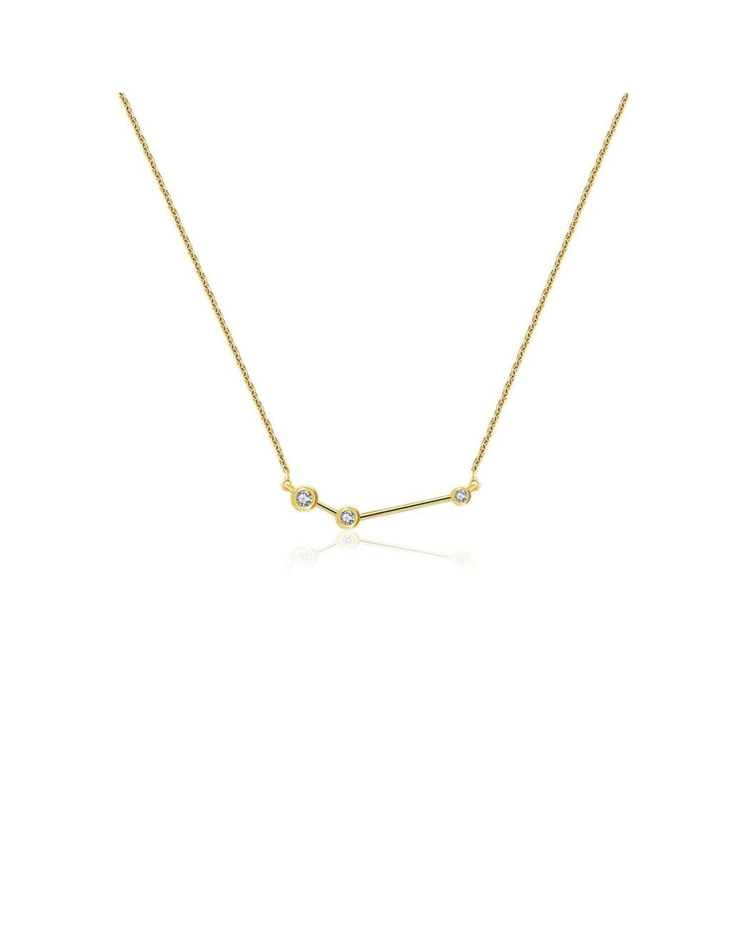 Genevieve Collection Metallic Aries Zodiac Constellation Necklace 18K & Diamond