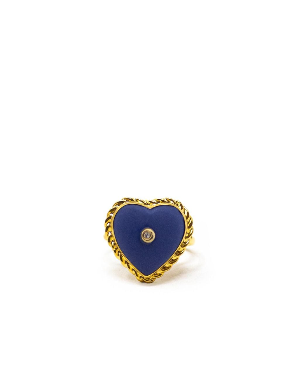 Vintouch Italy Blue Lovelight-Plated Heart Stacking Ring