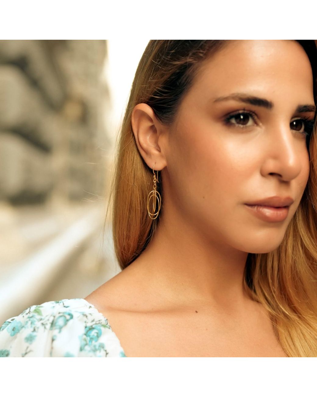 Spero London Metallic Nested Loop 3D Drop Earrings