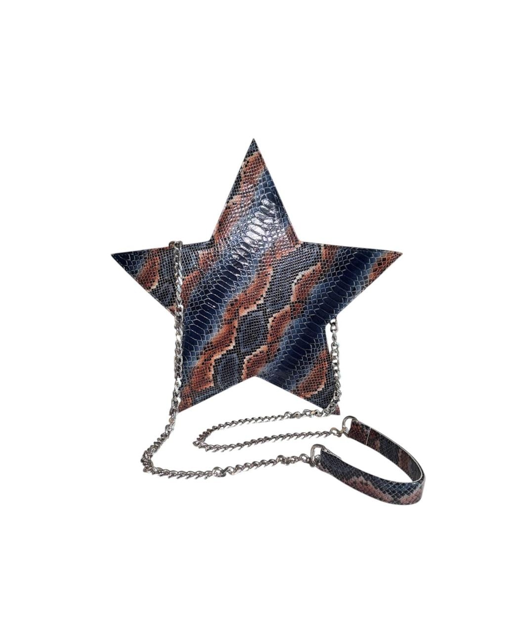 Any Old Iron Blue Snake Leather Star Bag