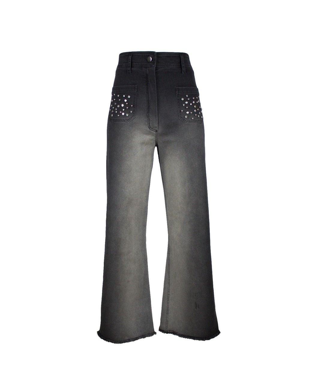 Lalipop Design Gray Gradient Effect Studded Denim Pants