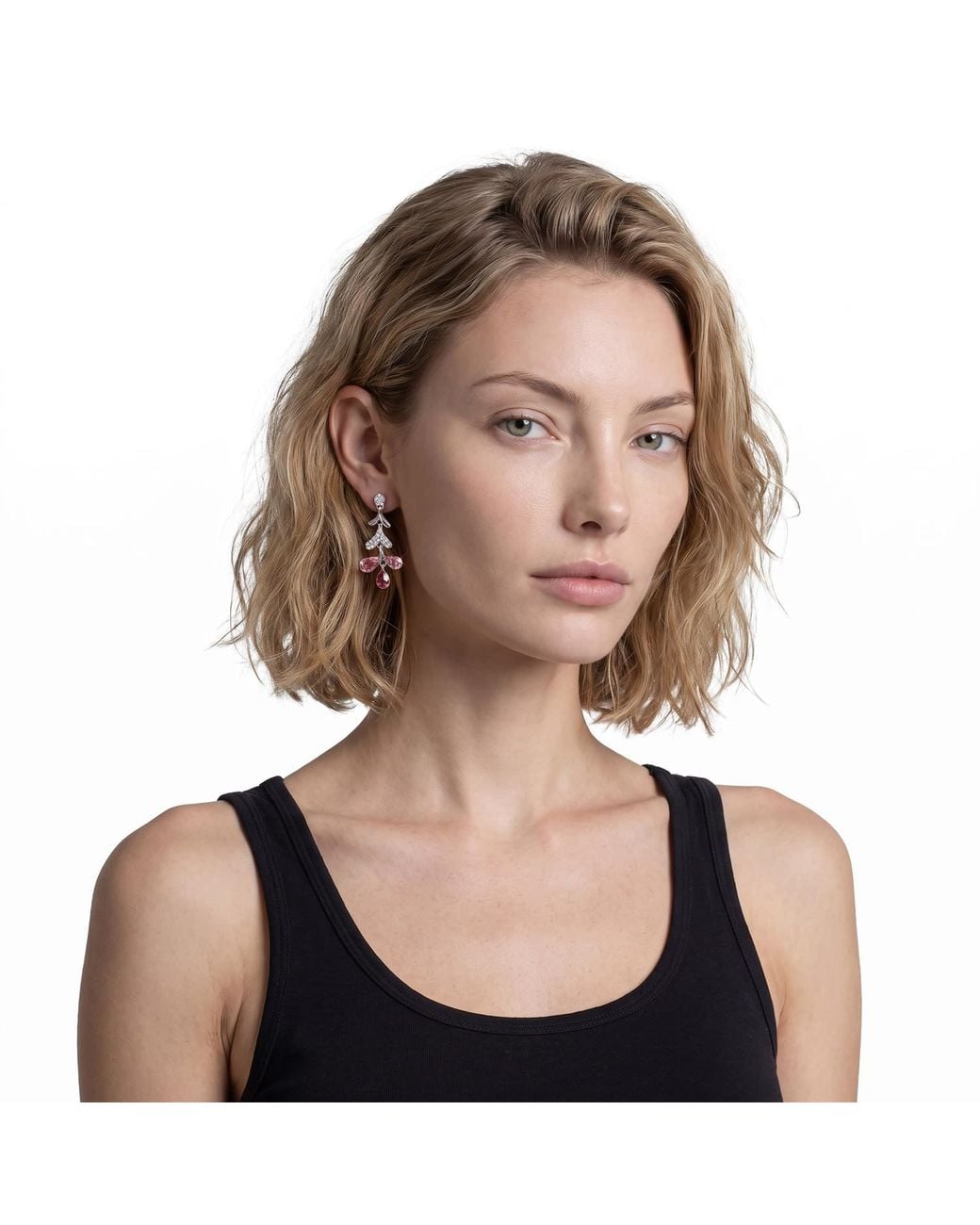 Modenaire White Elegant Drop Earrings With Sparkling Gem Accents
