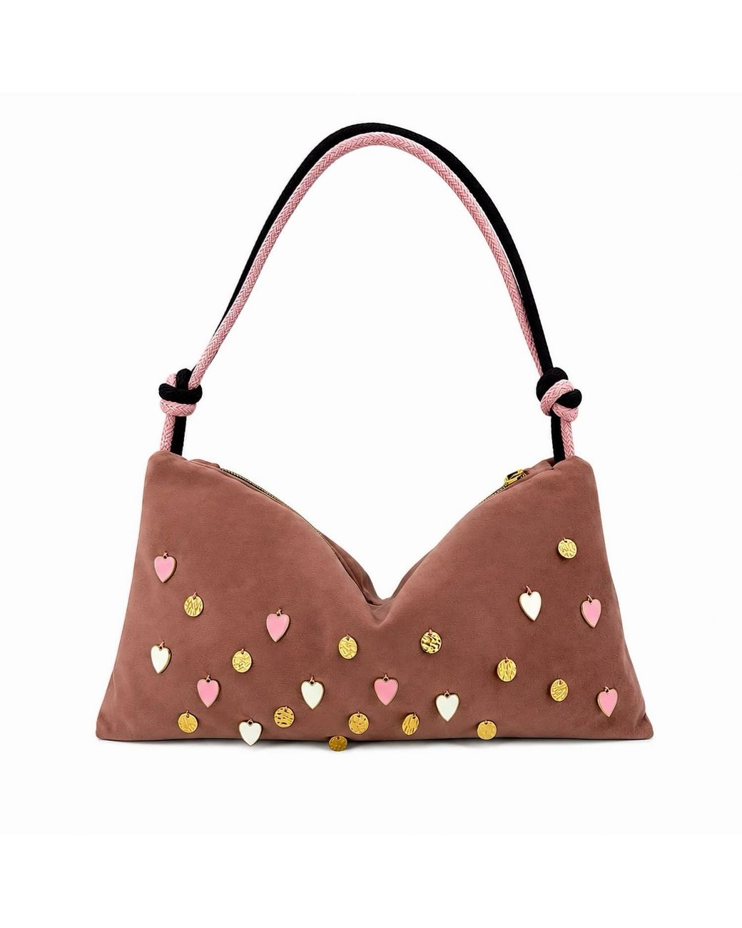 Hilo De Mar Brown Velvet Bag With Charms