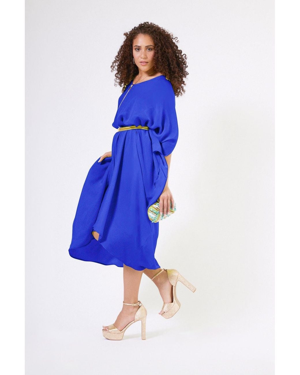 Yomisma Blue She's A Royal Signature Zip Kaftan — Eco-Friendly, Ultra-Soft, Versatile Silhouette