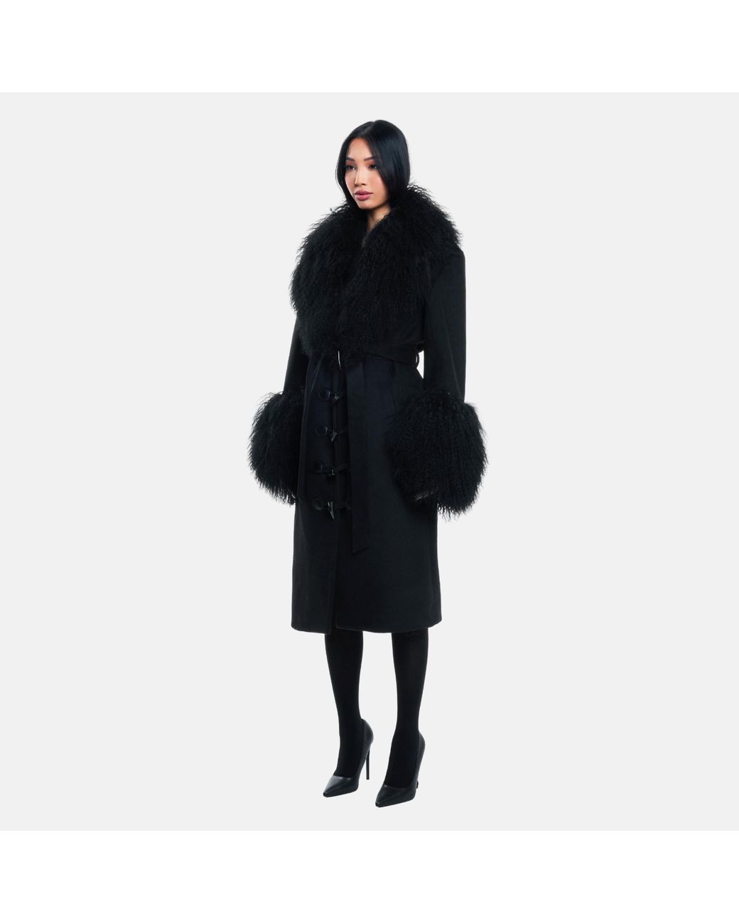 OW Collection Black Frances Wool Coat