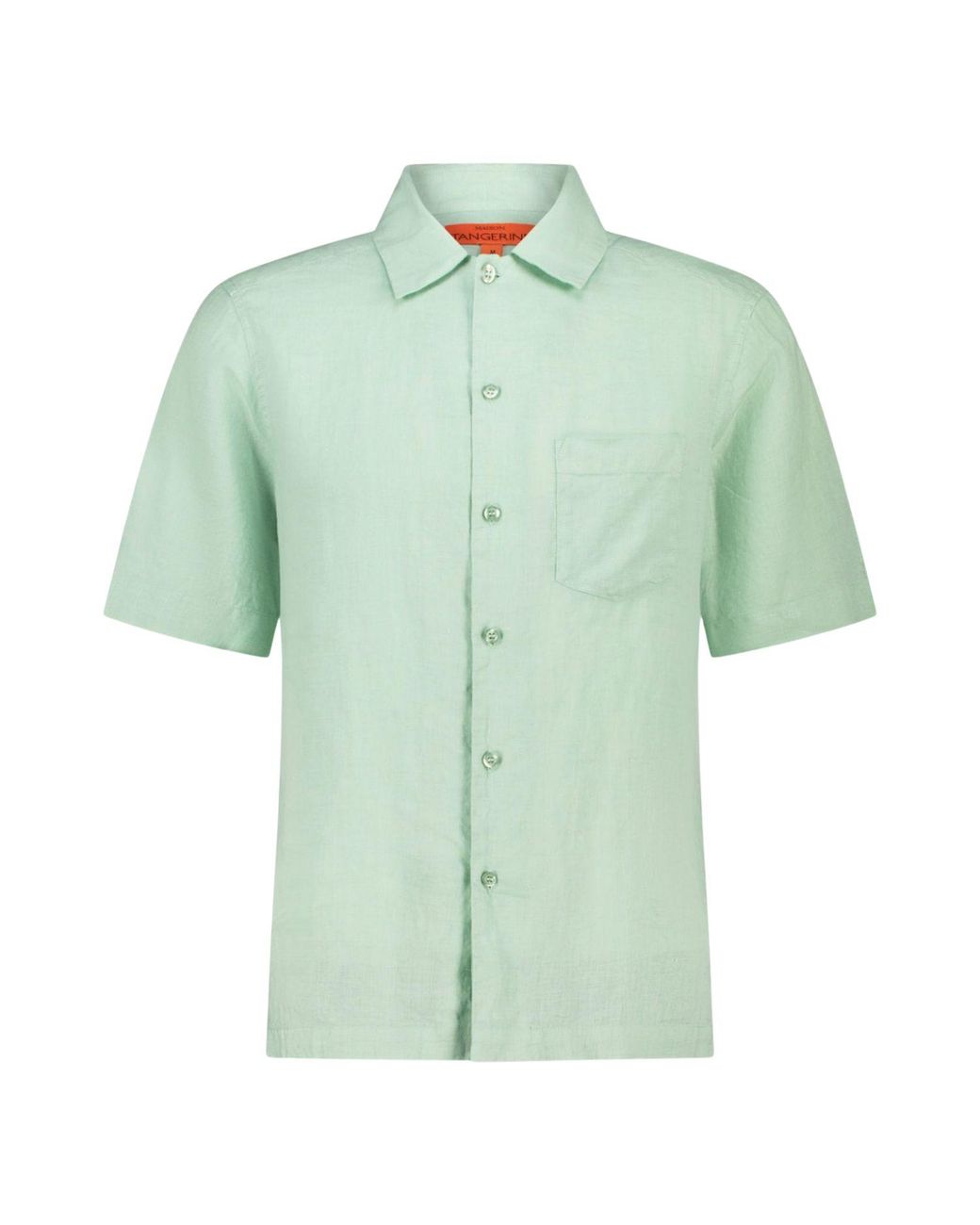 Maison Tangerine Green Mint Linen Short Sleeve Shirt For for men