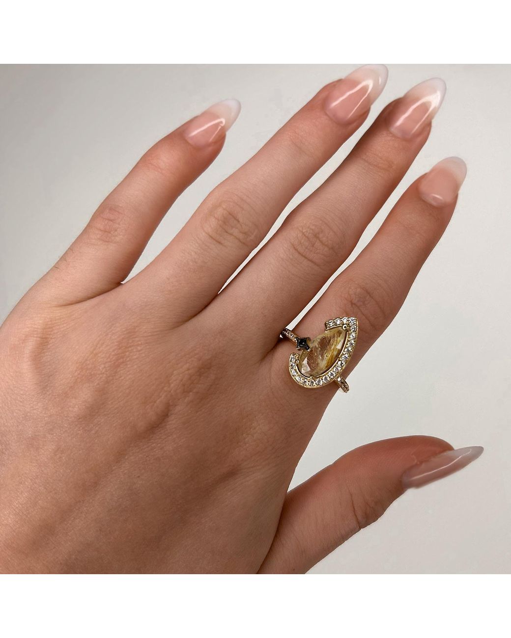 SALLY SKOUFIS Metallic Nourish Ring With Natural Diamond & Rutile