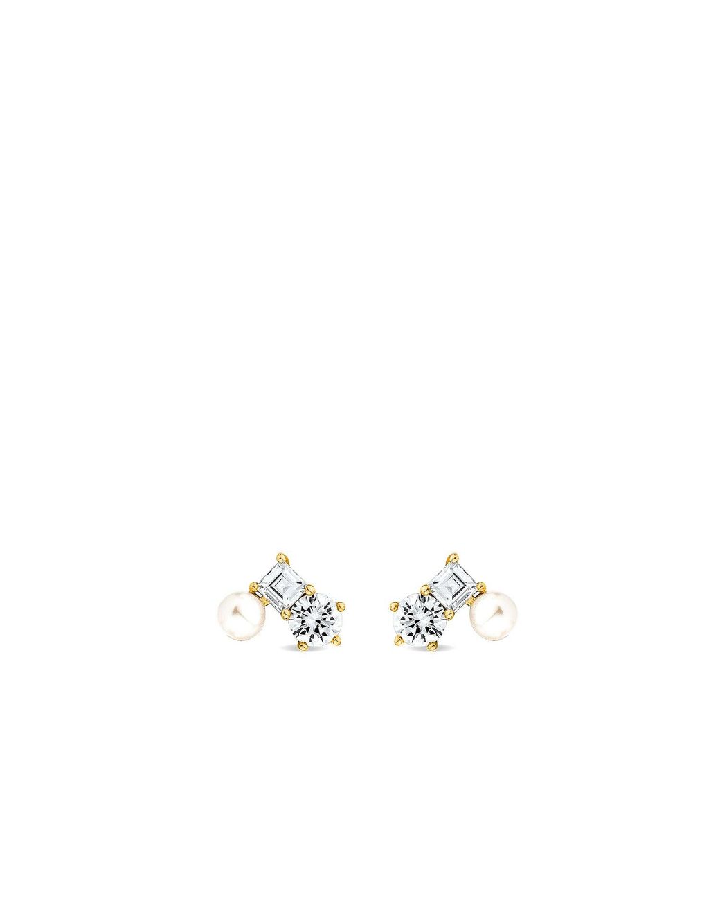 SALLY SKOUFIS Metallic Eclipse Ear Jacket With Natural Pearls & Made Cz Diamond Stimulant