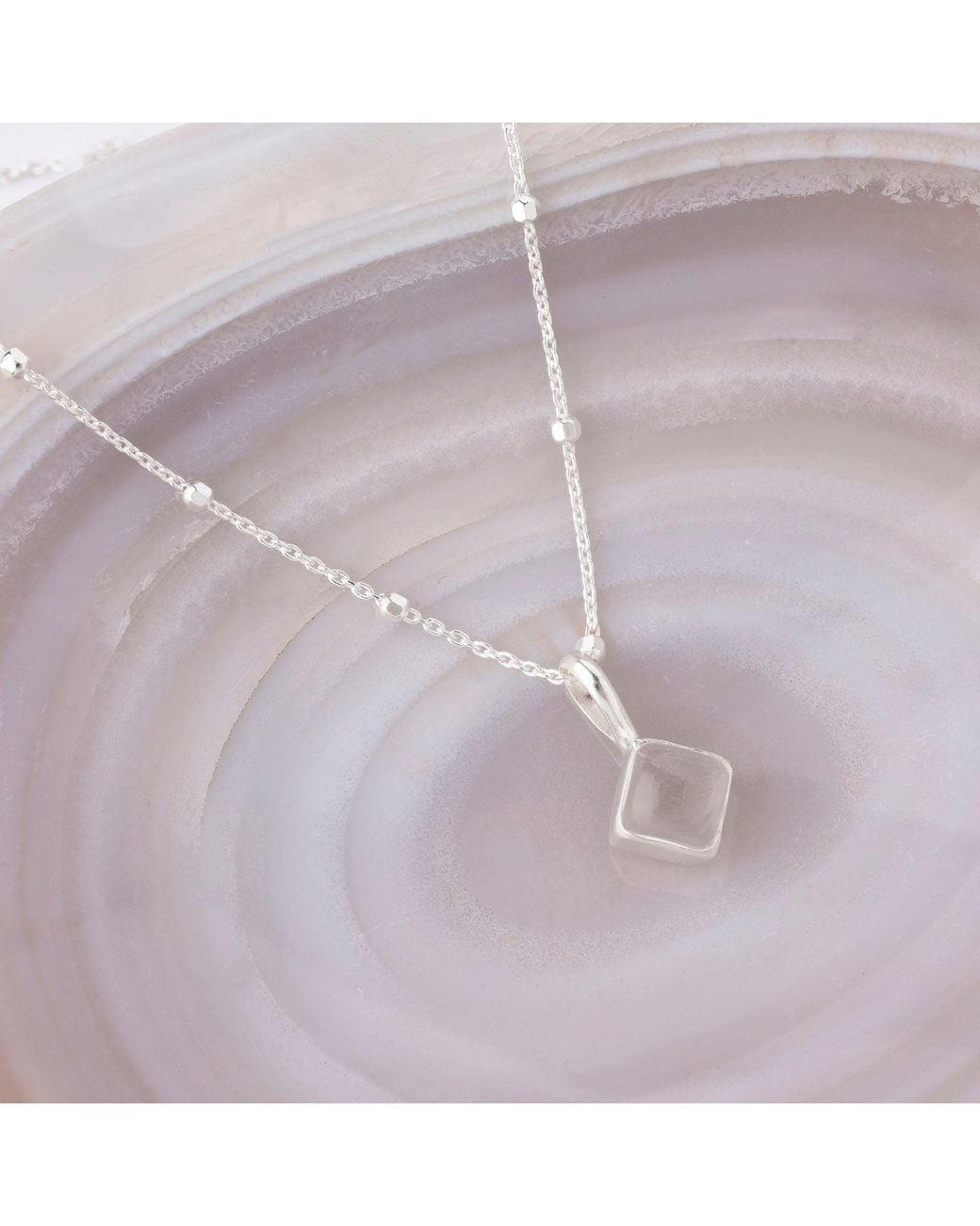 Nellou Jewellery Metallic Neutrals Diamond Crystal Birthstone April Necklace Sterling