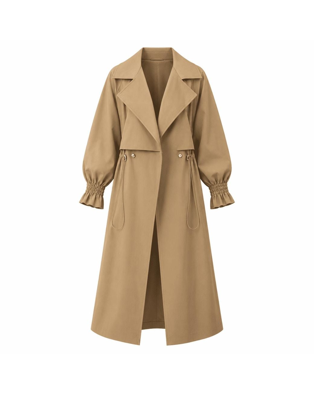 Exquise Natural Daniele Trench Coat Belted Midi Trenchcoat