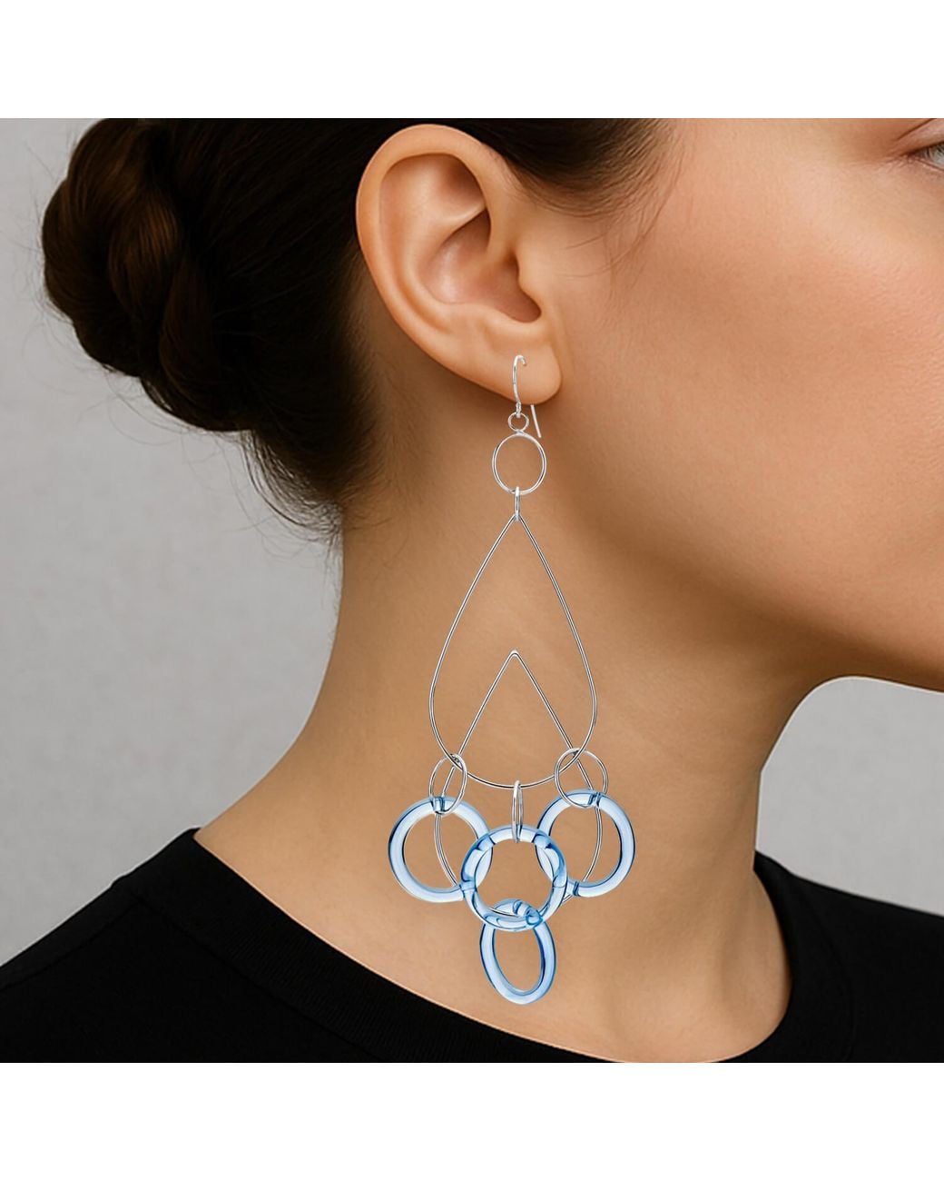 Gold & Honey Blue Rain Drop Dangle Earrings