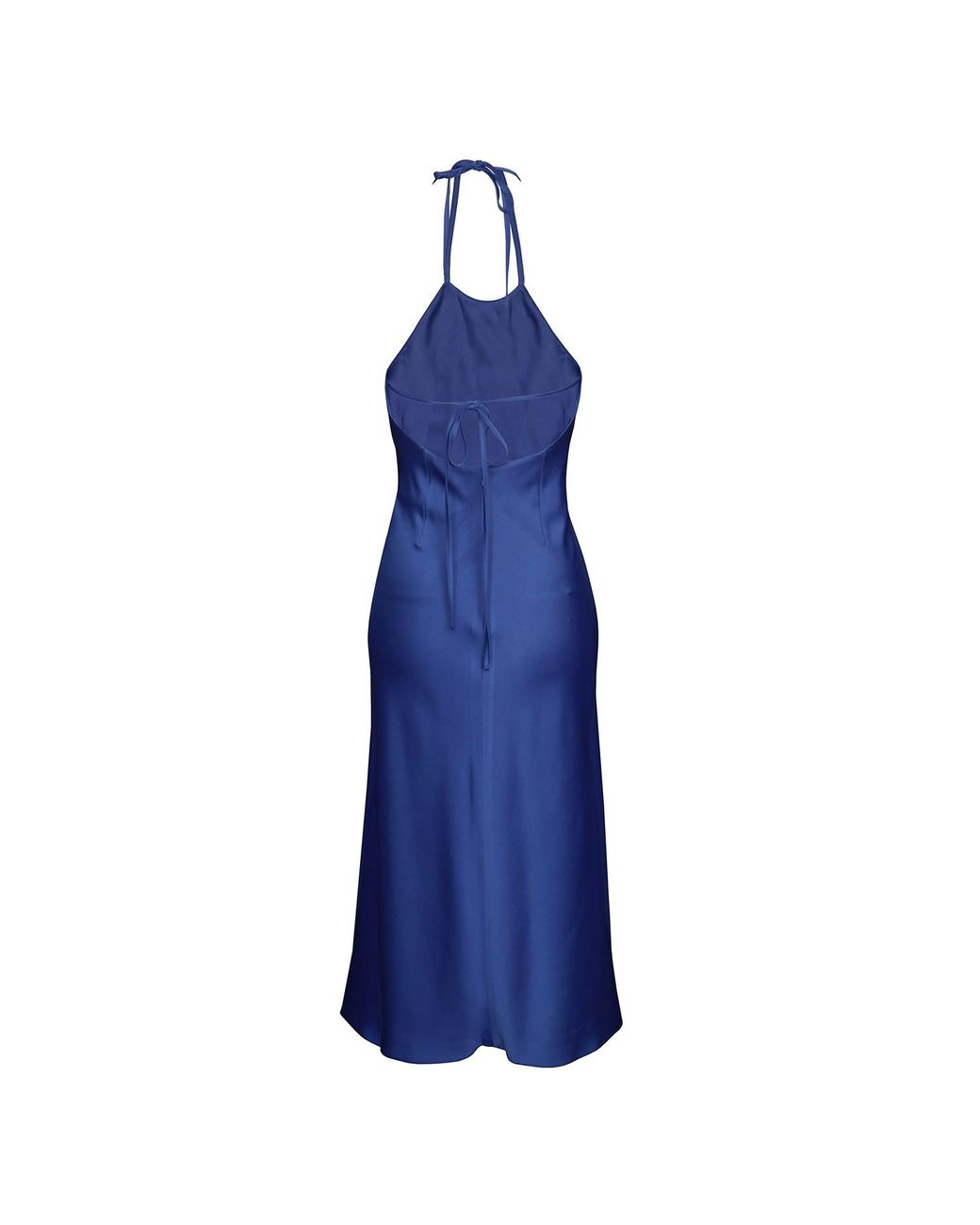 2KStyle Blue Alexander Open-Back Halterneck Satin Midi Dress