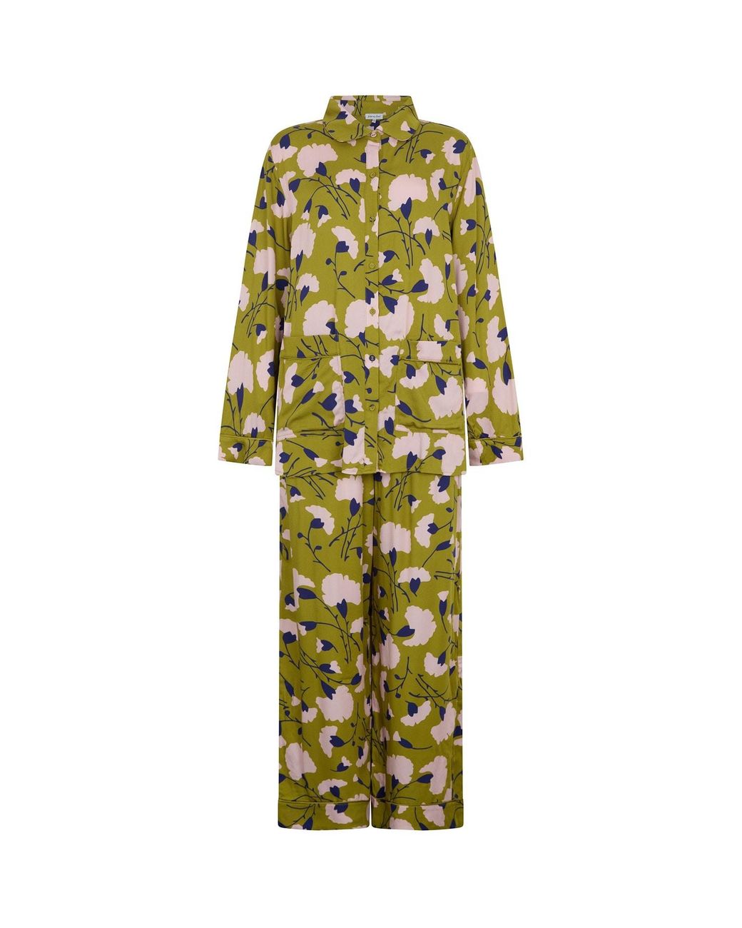 Lily and Lionel Green Evie Long Sleeve Floral Print Pyjama Set
