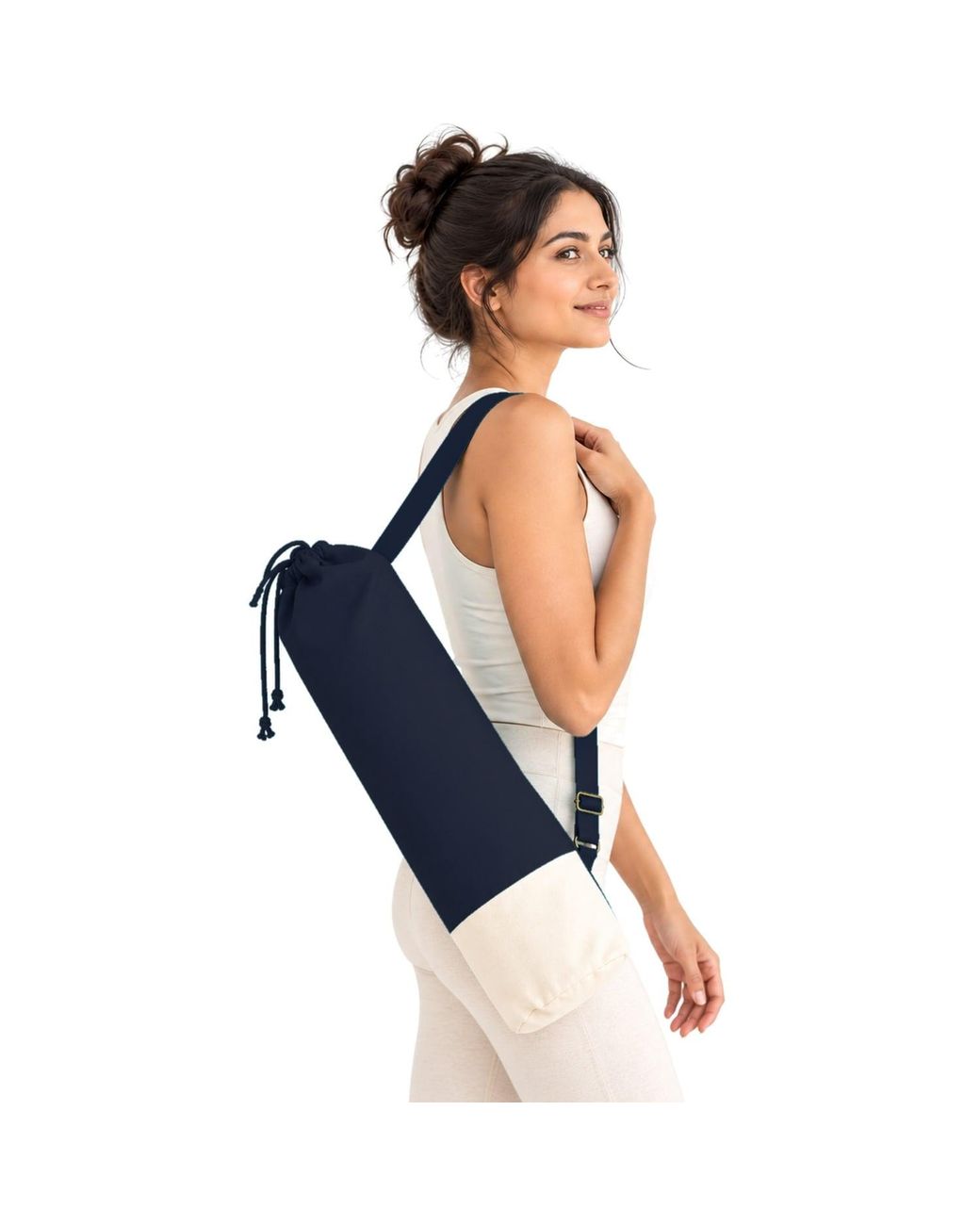 Kedgeree Design Blue Cotton Yoga Bag With Adjustable Strap