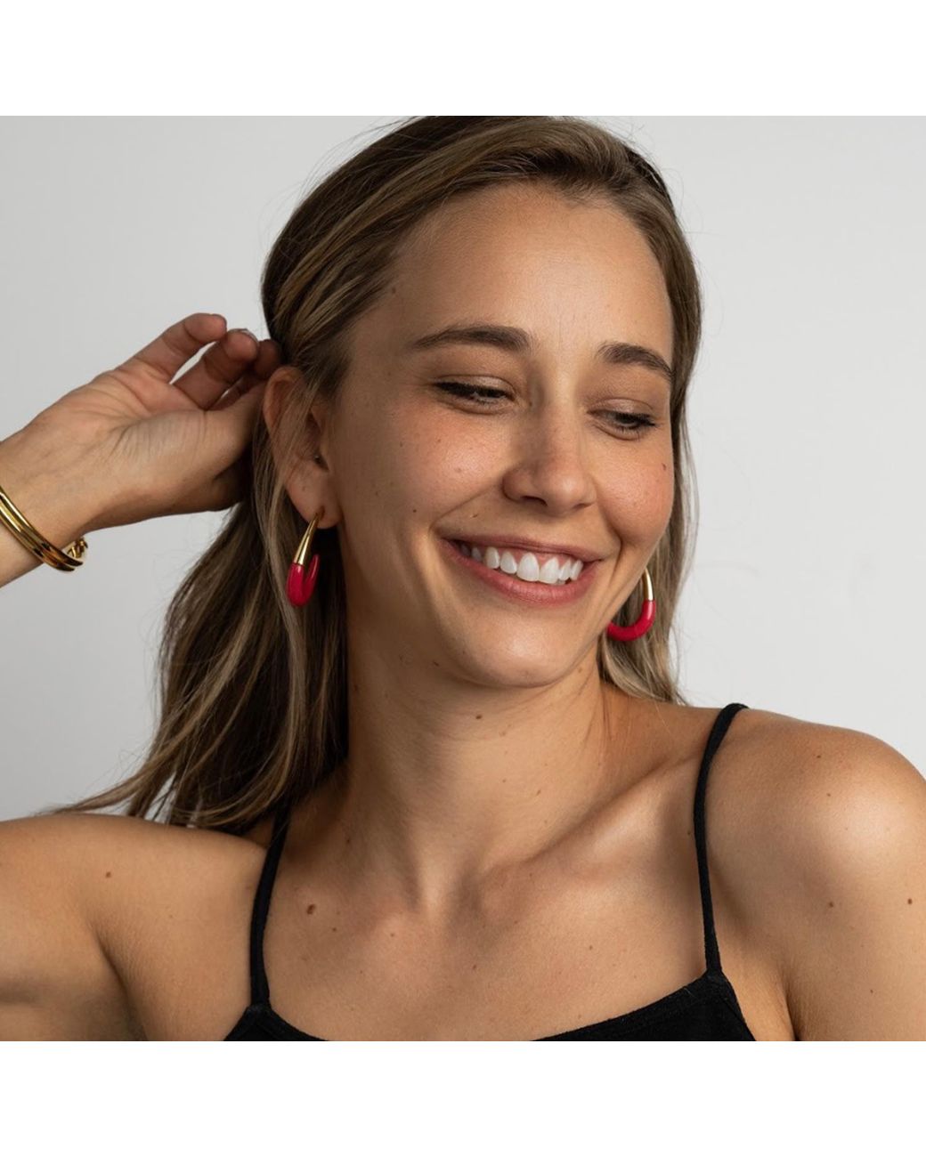 Gold & Honey Multicolor J Hoop Earrings