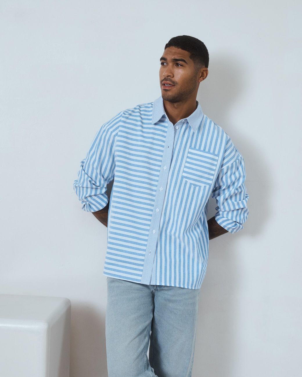 Hay Life Blue Bailey Multi Stripe Oversized Shirt