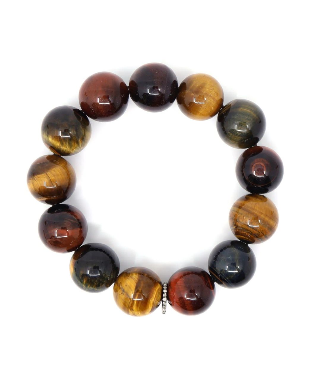 Shar Oke Brown Tiger's Eye Beaded Bracelet for men