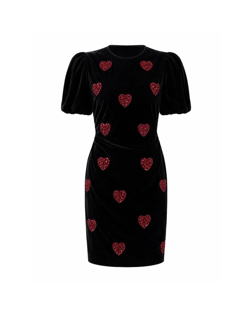 Rose & Nancy Rosheen Velevt Hand Embellished Heart Mini Dress in Black ...