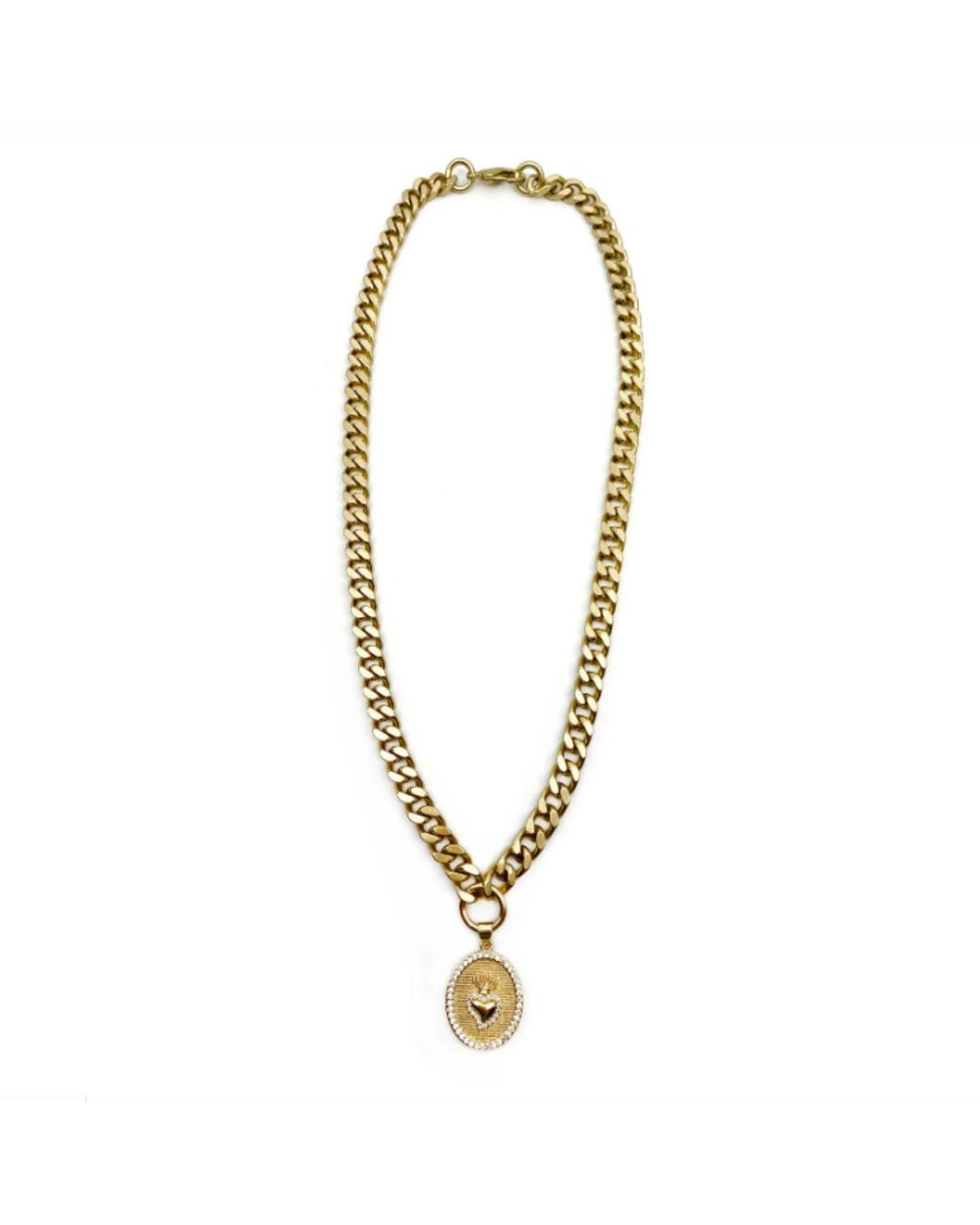 Rachel Nathan Metallic Sacred Heart Curb Necklace