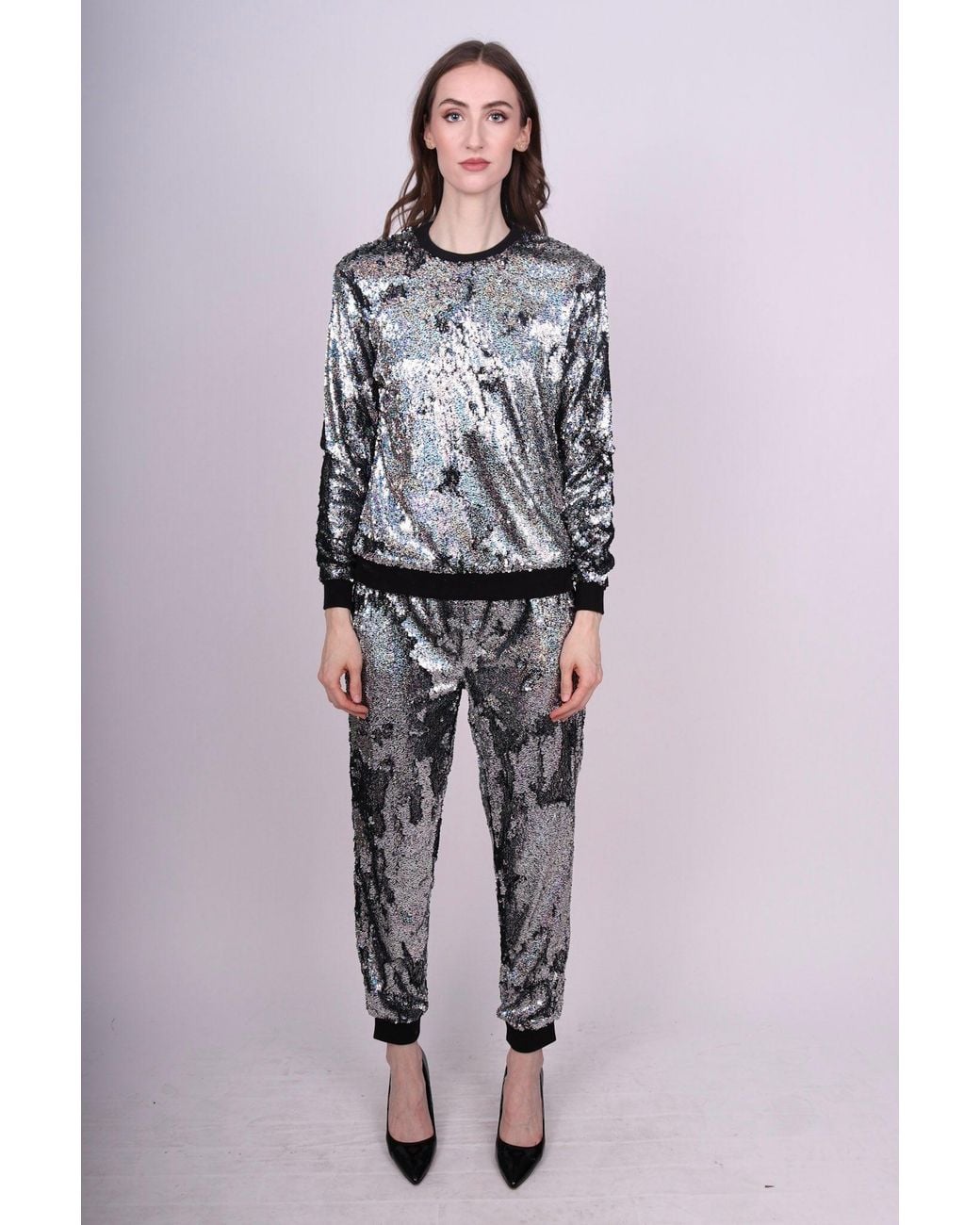 Any Old Iron Black Holographic Glitter Forever Sequin Sweatshirt