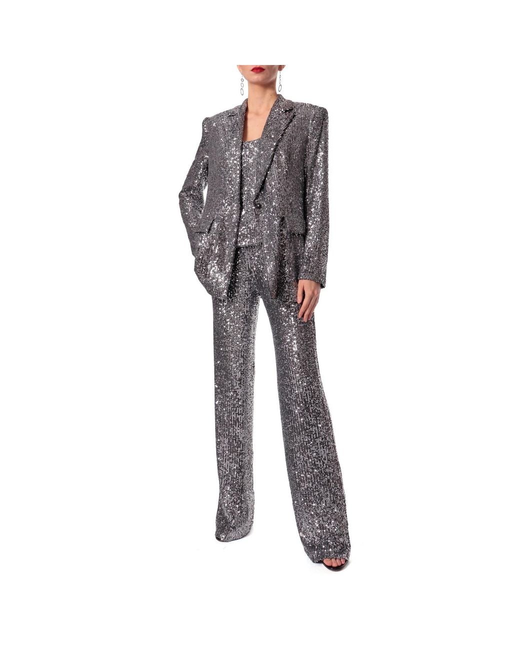 AGGI by HALEWSKI Gray Luca Diamond Sequin Pant