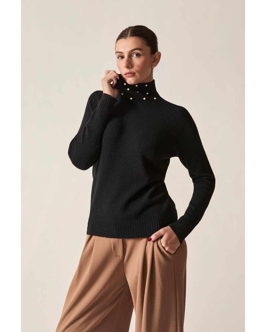 James Lakeland Black Pearl Neck Jumper