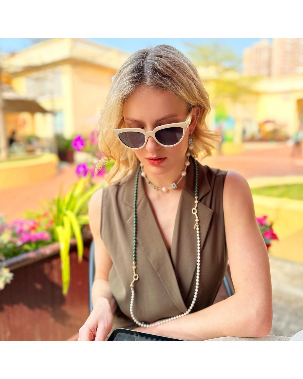 Farra Metallic Malachite With Freshwater Pearls Convertible Necklace