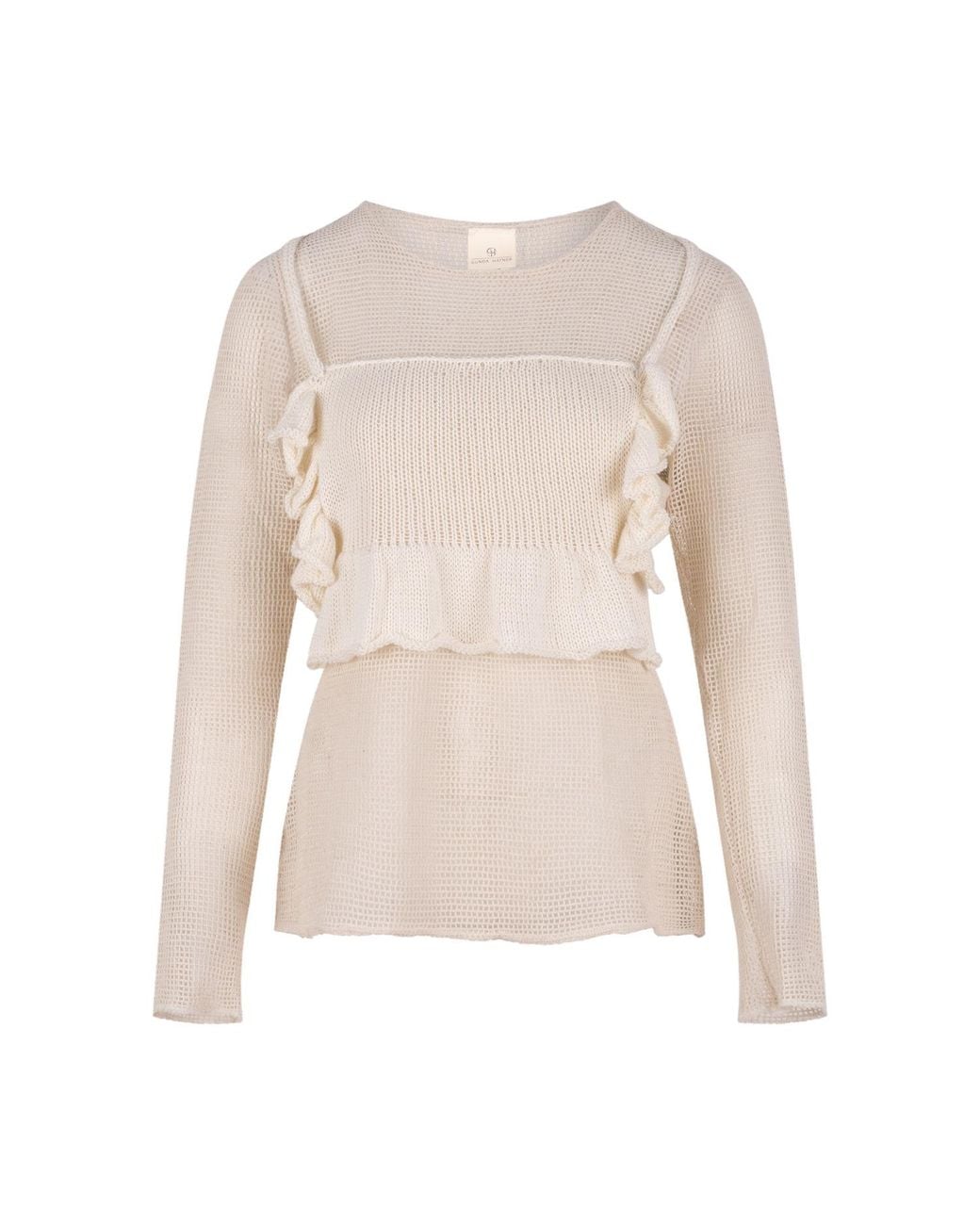Gunda Hafner Ltd Natural Neutrals Soft Lace Knit Detail Top