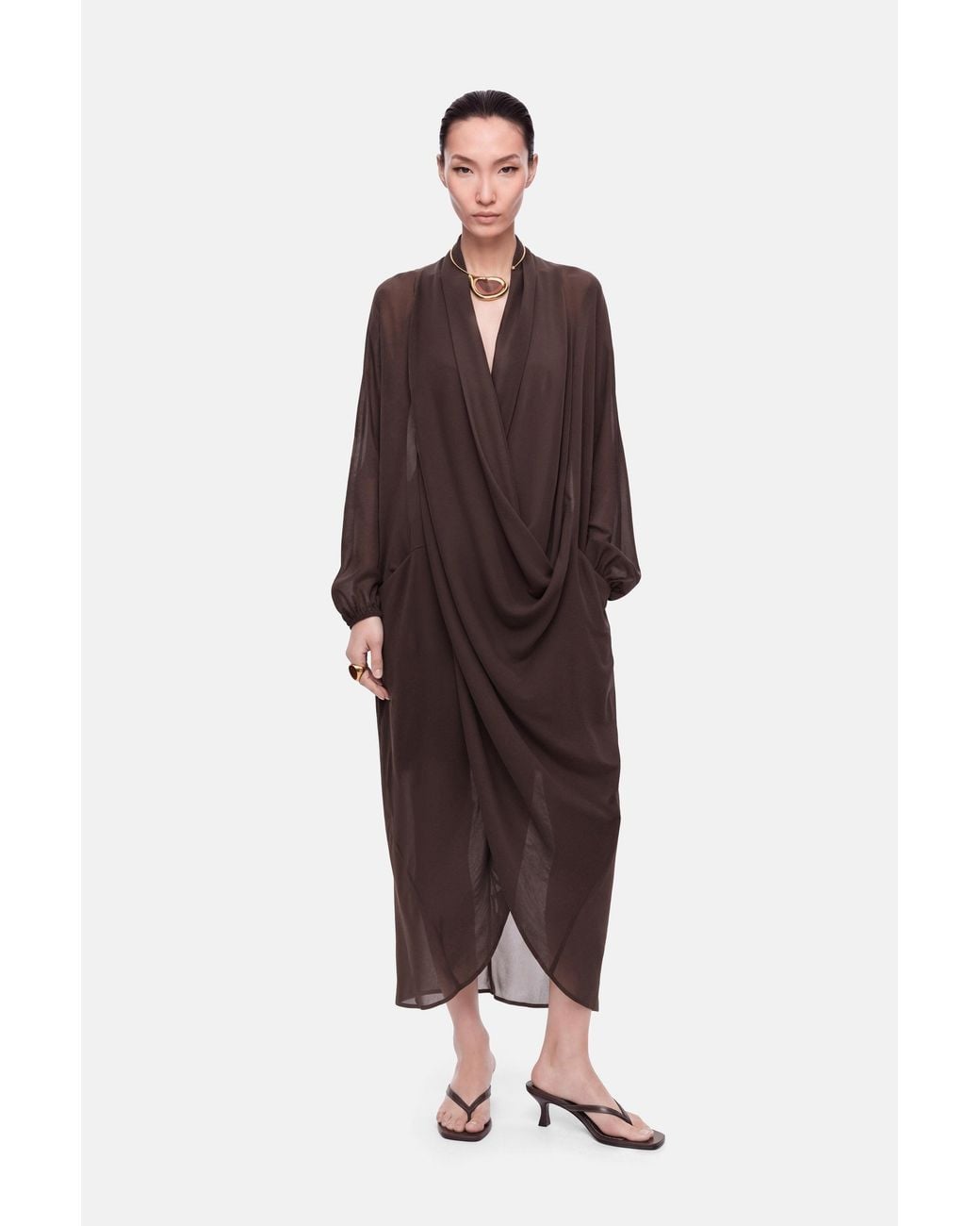 Nocturne Red Draped Wrap Maxi Dress
